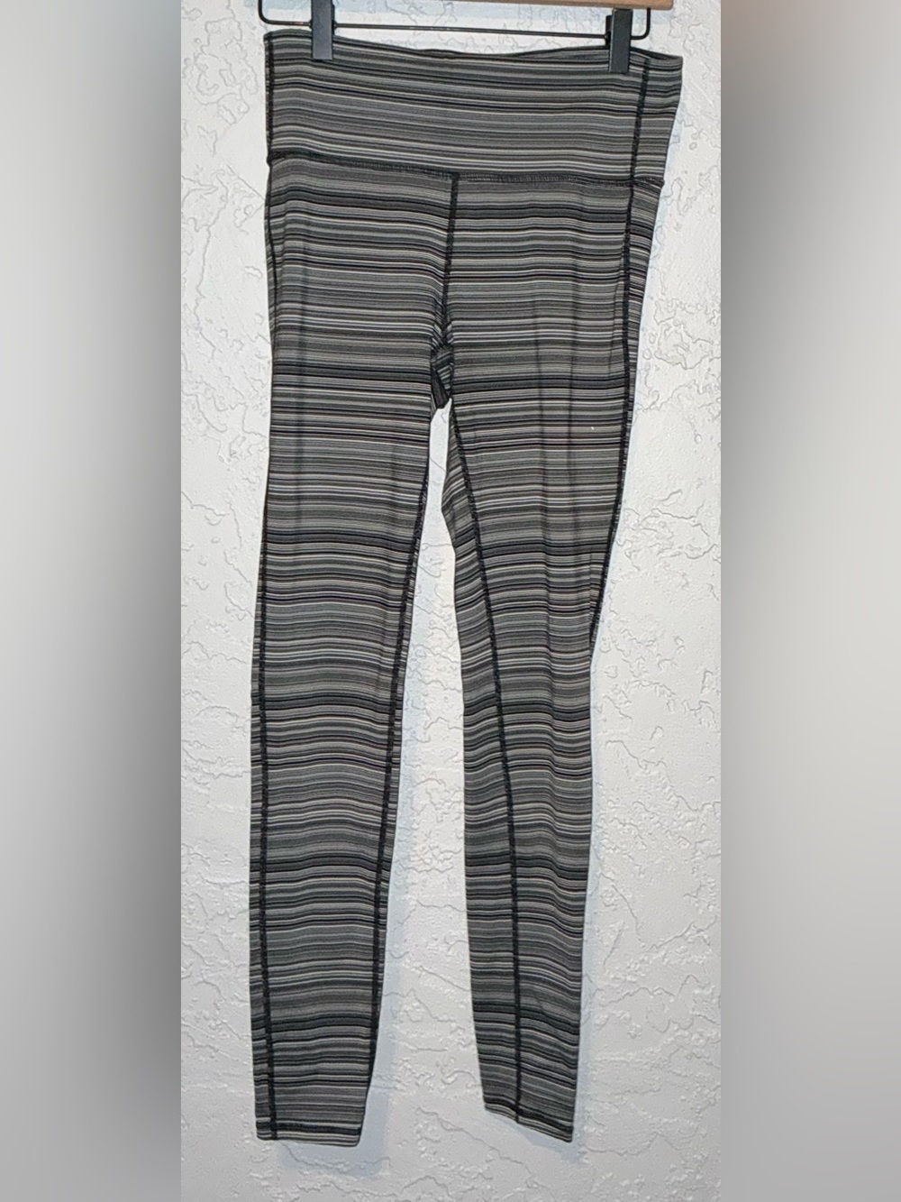 Athleta Black and Gray Striped Active Leggings